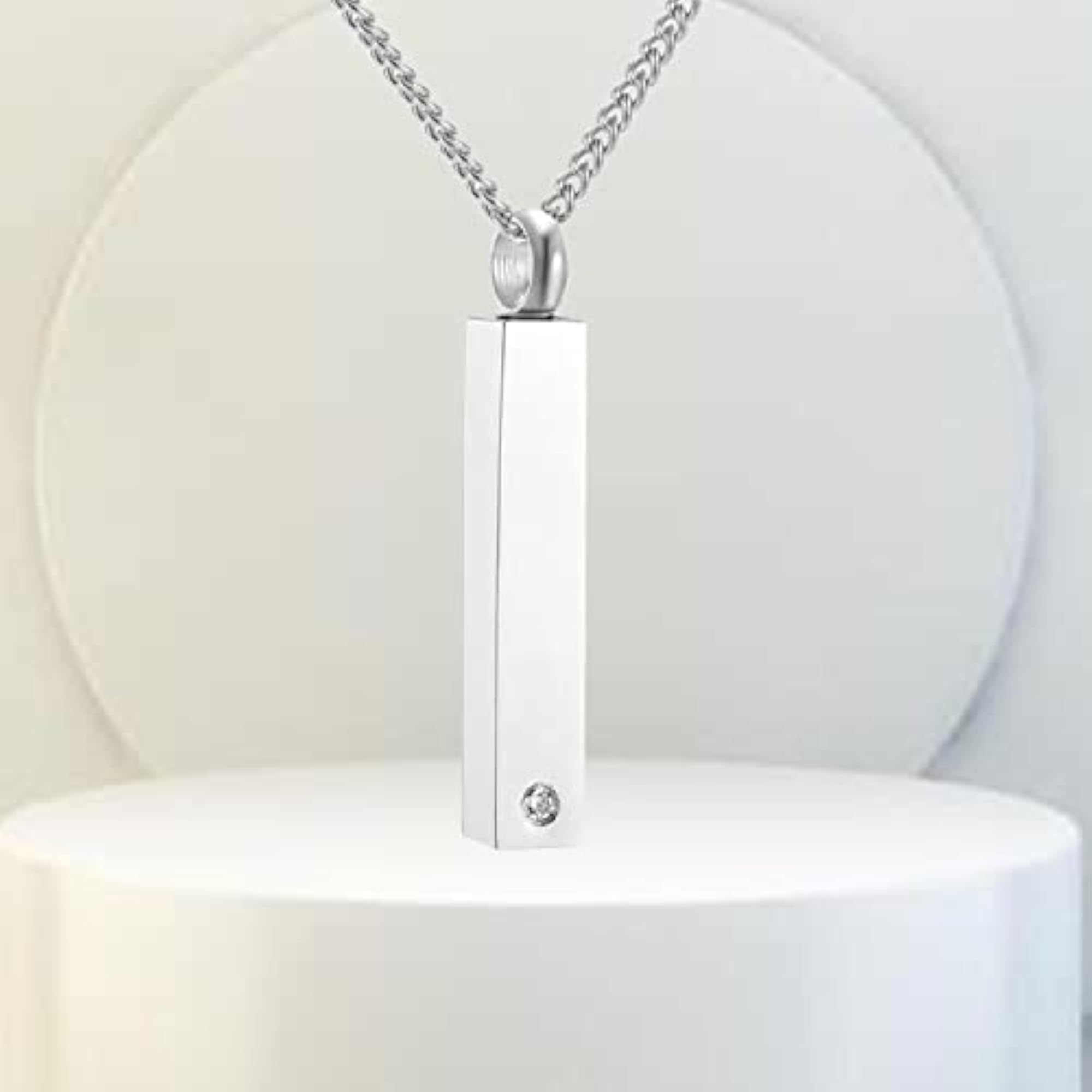 Cremation Urn Necklace with Inlaid Rhinestone Container