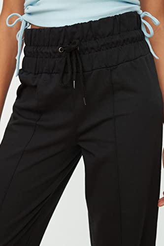 Trendyol Black High Waist Straight Fit Knitted