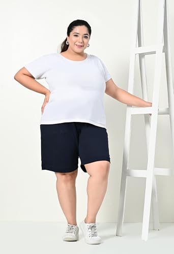 Image of Women's Plus Size Bermunda Shorts | Knee Length Cotton Short | Half Pants for Womens