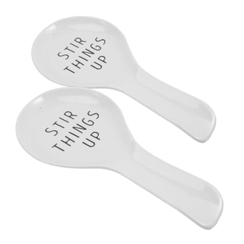 Alipis 2piezas Soportes De Cerámica Blanca Para Cucharas Soporte Portacuchara Para Cocina