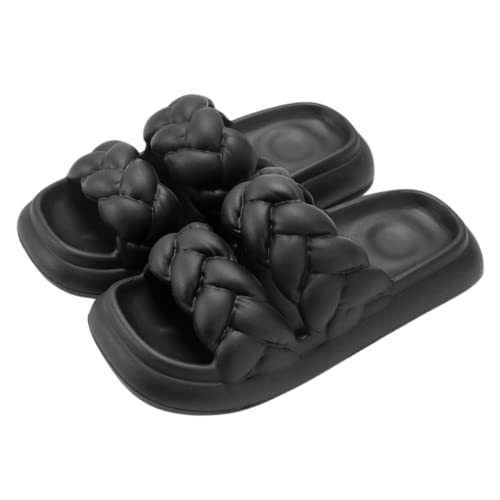 Image of Cloud Sandals Slippers for Women and Men | Indoor/Outdoor Available | Pillow Slippers Non-Slip Bathroom Shower Sandals | EVA Flat Sandals with Thick Sole (Black, us_footwear_size_system, adult, women, numeric_range, medium, numeric_6, numeric_7)