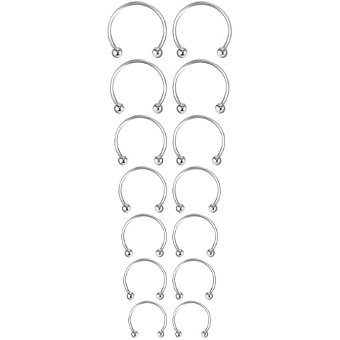 Yolev 14Pcs Surgical Steel Horseshoe Ring Set Cover