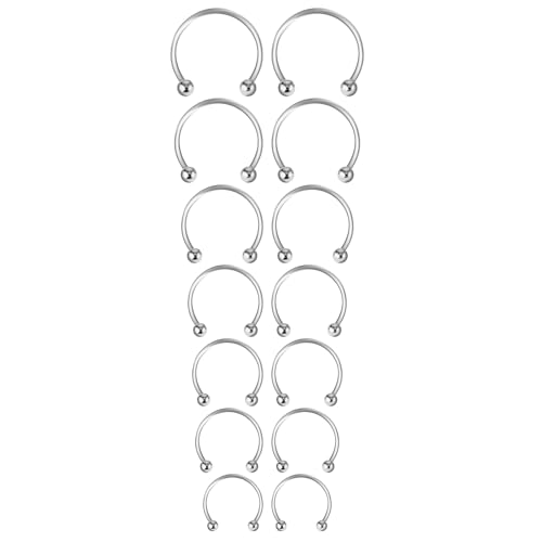 Yolev 14 Pezzi Septum Acciaio Chirurgico 6/7/8/9/10/12/14mm Anello al Naso