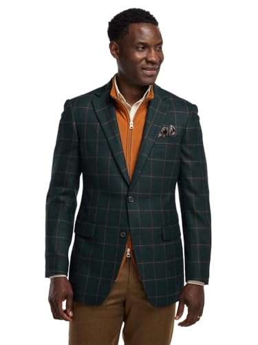 Paul Fredrick Men's Wool Blend Windowpane Single Breasted Notch Lapel Sport Coat2