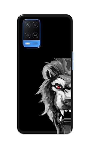Image of PRINTFIDAA Printed Hard Back Cover Case for Oppo A54 4G Back Cover (Angry Lion) -112