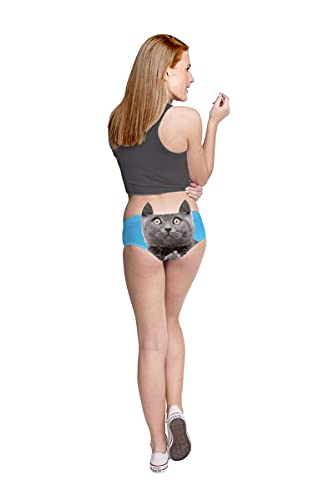 Image of JINKAIJIA Women's Flirty Sexy Funny Naughty 3D Printed Animal Tail Underwears Briefs Gifts With Cute Ears