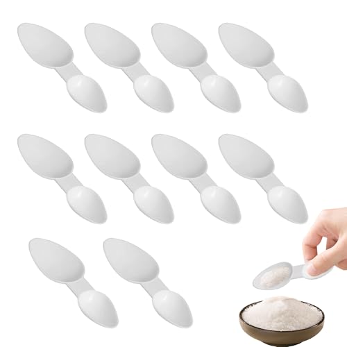 Spoon Plastic Reusable Medicine Spoon Double Sided Medicine Spoons White Cereal Powder Milk Powder Coffee Powder Washing Powder Seasoning Sauces for Home Outdoor Office Cooking