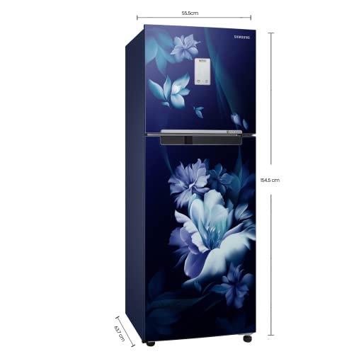 Image of Samsung 244L 2 Star Frost-Free Double Door Refrigerator Appliance (RT28B3522UZ /HL, Midnight Blossom Blue, Curd Maestro, 2022 Model)