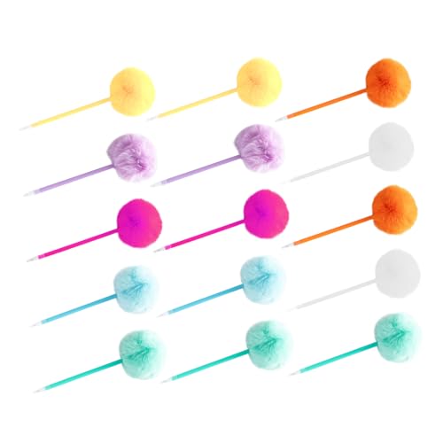 OUNONA 15個 漫画 ボールペン ペン ふわふわ ペン 女の子向け オフィス ボールペン カラフル パーティー 記念品 ふわふわ オフィス