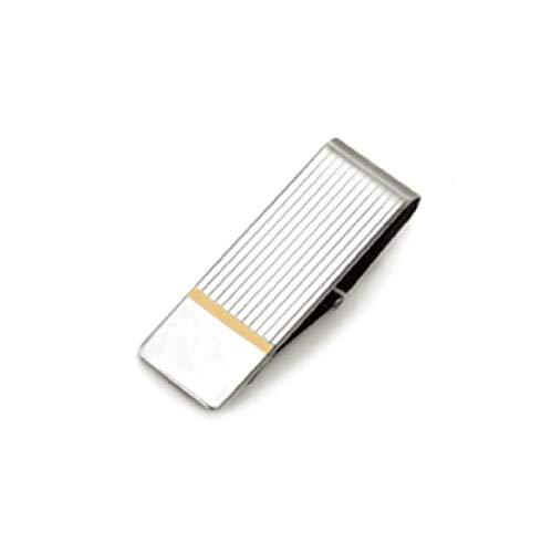 Executive Gift Shoppe | Sterling Silver Custom Engraved Hinged Money Clip with 14 Karat Gold Accents