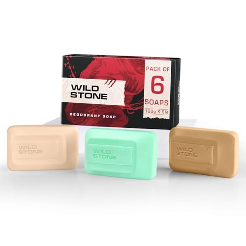 Wild Stone Ultra Sensual, Forest Spice and Musk Soaps for Bath, (Pack of 6, 100gm each) | Grade 1 soaps | Refreshing Bath Soap for Men | Skin-Friendly