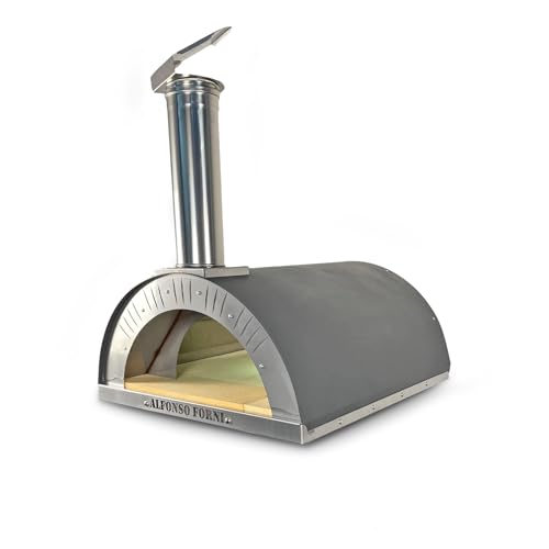 Forno A Legna Da Esterno Per Pizza, Pane, Carne - Alfonso 4 Pizze - Verniciato Nero Antracite, Camera Di Cottura Diretta In Acciaio Inox E Mattoni Refrattari Biscotto 3 cm, Coibentato Con Skamotec