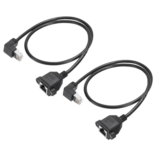 MECCANIXITY Male to Female 5e Network Extension Cable M3 23.6 Inch Length Bend Up for Home Office Networks with Ears Pack of 2
