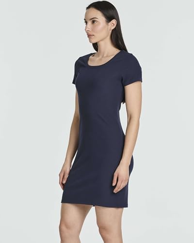 Image of Real Essentials 3 Pack: Women's Ribbed Mini Dress - Short Sleeve T-Shirt Dress Slim Fit Casual Summer Dress