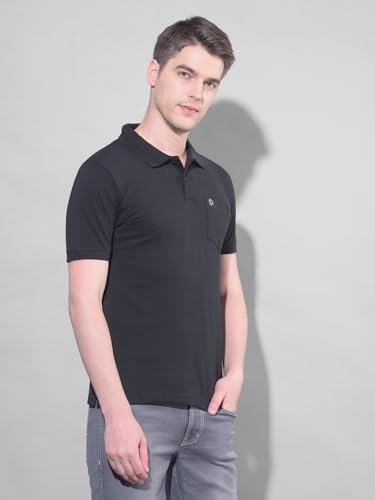 Image of Dollar Men's Pack of 1 Solid Cotton Blend Polo Neck T-Shirt