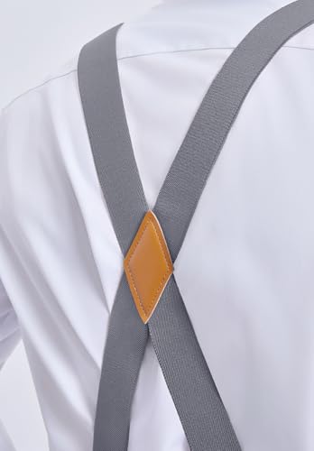 Image of HISDERN Bow Tie and Suspenders for Men Elastic X-Back Suspender and Bowtie Set Adjustable Braces for Wedding Tuxedo