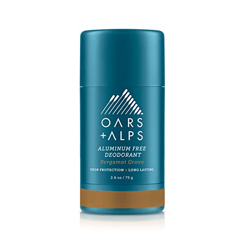 Oars + Alps Deodorant for Men & Women, Aluminum Free Deodorant for Men, Dermatologist Tested, Clean Ingredients, Non Toxic, Vegan, Long Lasting, Odor Protection, Bergamot Grove, 1pk, 2.6oz