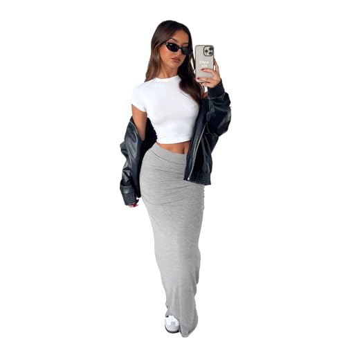 Women's Casual Maxi Skirt Summer Pleated Low Waisted Swing Lounge Skirt Ankle Length Maxi Long2