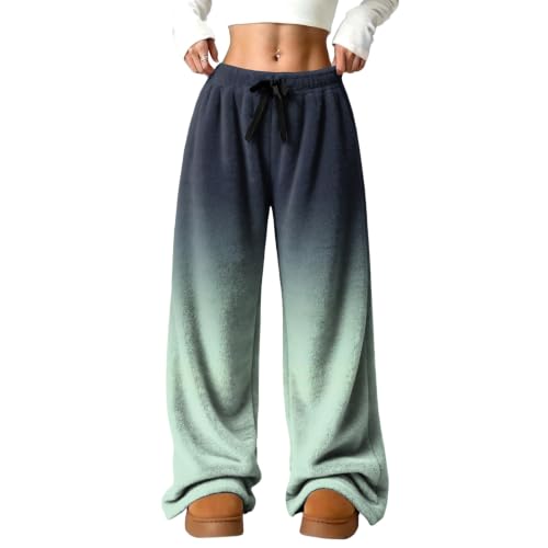 Womens Pajama Pants Wide Leg Comfort Ombre Flannel Baggy Lounge Pants | Relaxed, Fluffy Plush, Ombre, Pajamas Bottom, Flowy, Warm Fabric, Comfy, Walking, Evening, Camping, Fall Winter - image 2