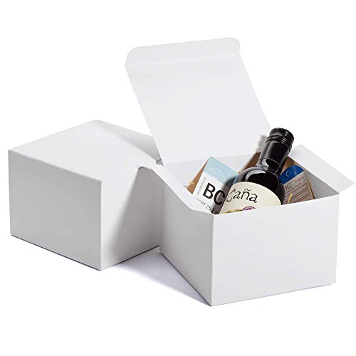 MESHA Cardboard Gift Boxes 10 Pcs-6X6X4in Favor for Bridesmaid Proposal/Birthday/Party/Wedding, Kraft Paper Present Packaging Box with Lid, Decorative Gift Wrap Boxes Bulk for Crafting/Cupcake -White