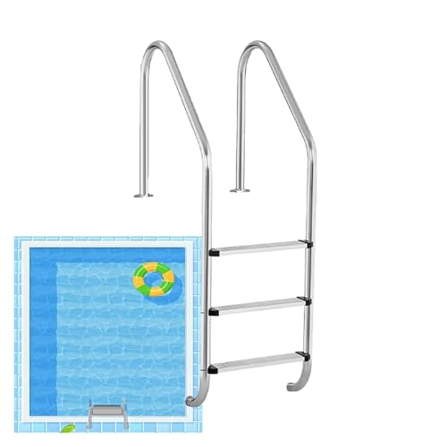 Escalera para piscina de acero inoxidable 3 peldaños miniatura 1