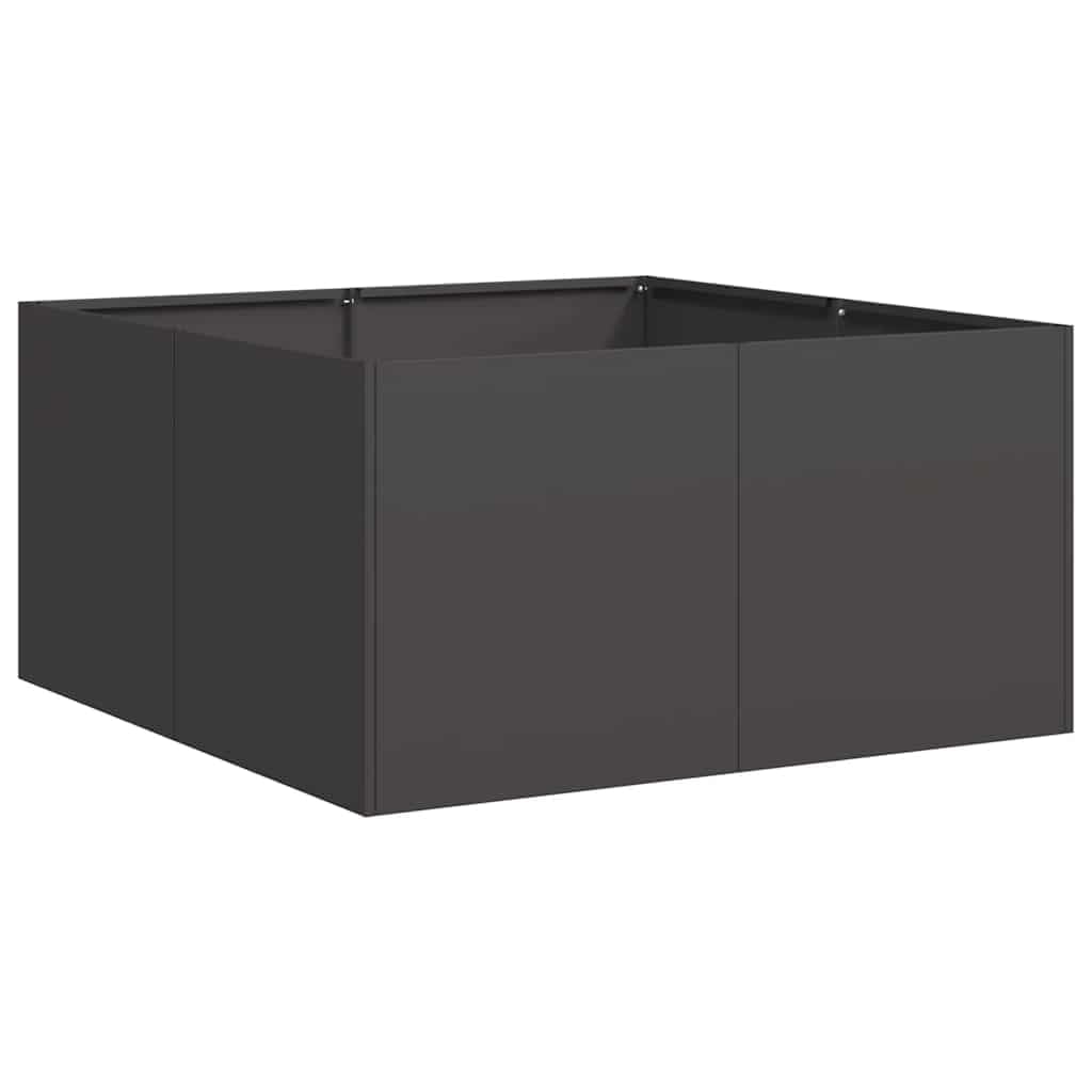 Macetero de metal, 80 x 80 x 40 cm, jardinera elevada, color negro | Macetero cuadrado de acero para patio con soporte interior para estabilidad sin placa base.