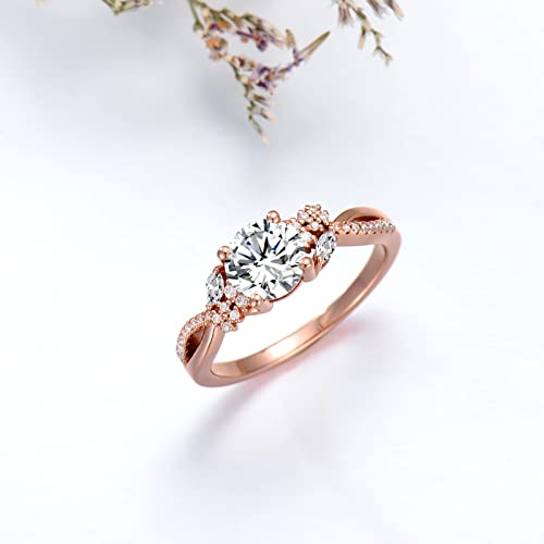10k/14k/18k White Yellow Rose Gold Engagement Ring for Women, 1Carat Blossom Moissanite Engagement Ring for Her Free Engraved3