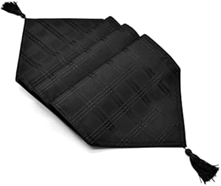 Luxury Jacquard Woven Wipeable Modern Table Dining Linen Cloths, Napkins, Table Runner (Black, One Runner (13x70in))