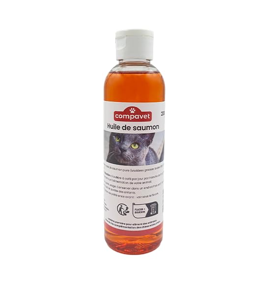 Huile de Saumon 200 ML - pour Chiens et Chats - Source d'Oméga 3 ...