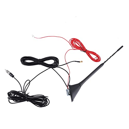 X AUTOHAUX Car AM FM Radio Signal Antenna Mast with 5m Extension Cable Black, 16.4ft