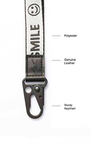 TOOLIN Halsriemen Schlüsselbund für Frauen und Männer,Lanyard für Schlüssel,ID Card Holde,Brieftaschen und Ausweishalter (Lächeln-DUNKELGRAU)