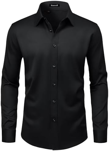 Men’s Wrinkle Free Dress Shirts Long Sleeve Stretch Non Iron Busi...