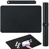 Nail Art Table Mat, (Mat Only) Foldable Hand Rest Manicure Pad, Soft Microfiber PU Leather Arm Rest Pad for Acrylic Nails, Nail Polish Mat for Nail Tech Salon Home, Black