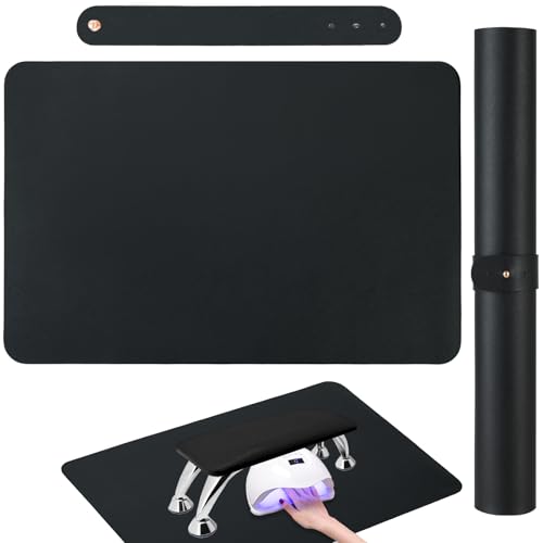 Soft Microfiber PU Nail Art Table Mat for Manicure (Black)