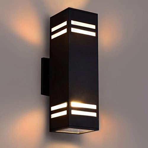 Iyogaled Up And Down Outdoor Wall Lights Fixture – Etl Listed, Aluminum Waterproof Wall Mount Square Design- Modern Exterior Lighting Outdoor Wall Sconce For Porch, Patio, Front Door #TOP2