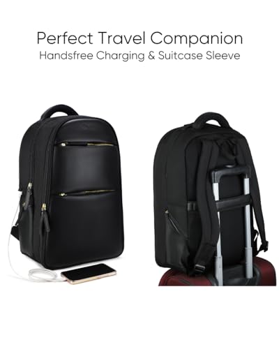 Image of RASHKI Aero Overnighter Backpack 15.6 inch Inch Laptop Travel Backpack for men and women with Rain and Dust Cover | USB Port (36 litres vegan leather) (Black)