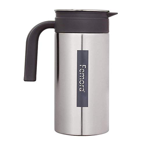 Femora Stainless Steel Jug | 1 Year Manufacturing Warranty, 1500 ML | Steel Jug for Water, Serve Water, Beverages, Iced Tea, Juices | Pack of 1 | BPA Free (Silver Black)