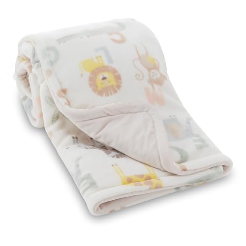 Image of 2-Ply Infant Blanket - Soft Fleece with Polyfill for Extra Fluffiness - Cozy and Warm Baby Blanket for Boys and Girls, 30x40 Inches - Dinosaur, Butterfly, Alphabet, Elephant, Bear Prints