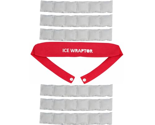 Image of ICE WRAPTOR Cooling Bandana Neck Wrap with 6 Reusable Ice Packs RED - Adjustable Cold Therapy Wrap for Neck, Head & Joint Pain Relief - Portable Cooling Wrap with 6 Cryosheet Inserts