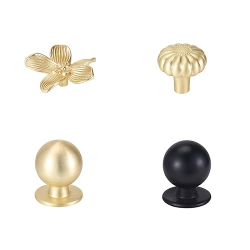 DFLPBHAV Gold Kitchen Cabinet Handles Zinc Alloy Black Cupboard Wardrobe Furniture Knobs Round Hardware Drawer Pulls 1Pcs(Gold)