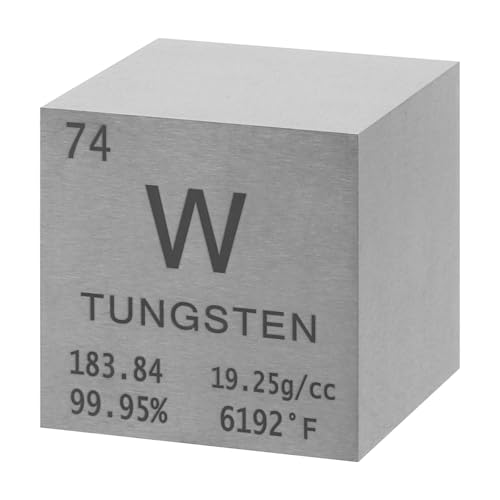 uxcell Tungsten Cube, 1.5 Inch High Density Metal Element Cube Metal Density Cube for Chemical Elements Collection Science Education Experiment Application, Silver