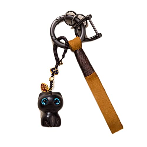 RJJ Colgante de Llavero de Coche de Gatito de sándalo, Pulsera de Cuero Creativa, Colgante de Mochila Escolar for Hombres y Mujeres, Regalo pequeño (Color : B, Size : One Size) Cover