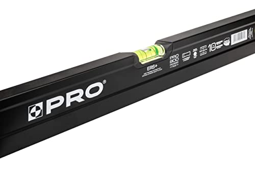 PRO800 Nivel de burbuja 150cm fresado en un lado con perfil ergonómico - ERS+ (Easy Reading System) Nivel de precisión con tapones antichoque - Color Negro