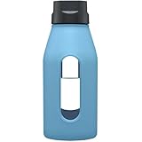 Takeya Classic Glass Water Bottle with Silicone Sleeve, Black/Cobalt, 16-1/2-Ounce