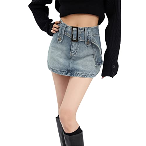 Jupe courte en jean taille basse femme denim bleu mini-jupe taille 3XS