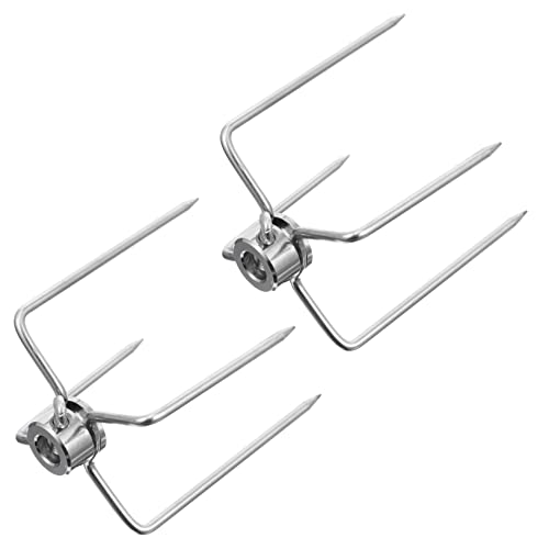 BESTonZON 2 Piezas Tenedor De Barbacoa Horquilla Brochetas Para Asar Asador De Carbón Cocinando Interrogatorio Intenso Parilla Carne Parrilla De La Barbacoa Plata Acero Inoxidable