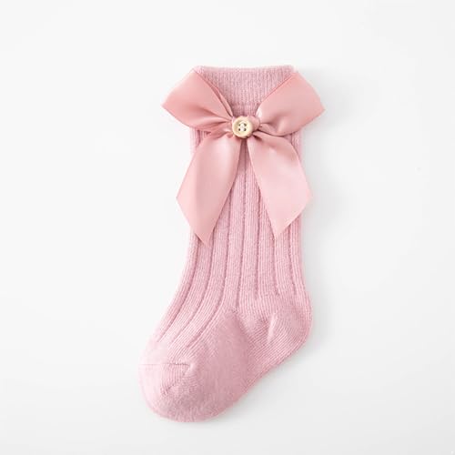Infant Baby Girls Knee High Socks Stretchy Knitted Socks Bow Tube Ruffled Uniform Stockings3