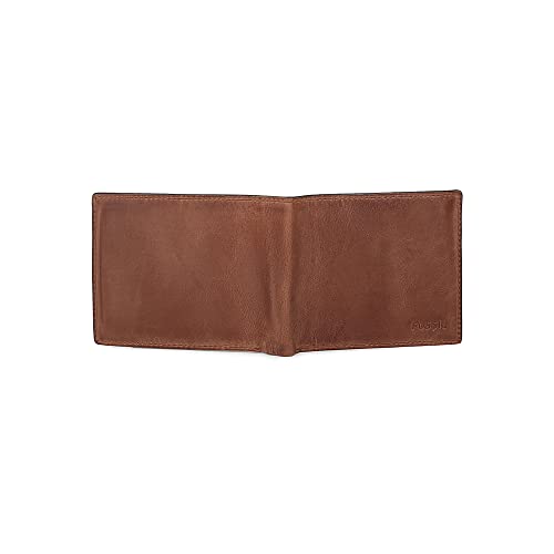 Image of Fossil Men's Wallet, Derrick Leather RFID-Blocking Wallet, Bifold with Coin Pocket, Brown