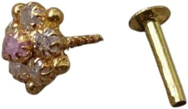 Summer Nose Stud,Ruby Flower Nose Stud,Tinny Nose Stud,Gold Nose Piercing,Indian Nose Stud,Back Screw Nose Stud,Mother Day Sale,5 MM Nose Stud,22K Gold Nose Stud,Indian Nose Jewelry,Nose Hoop(TEJ866)