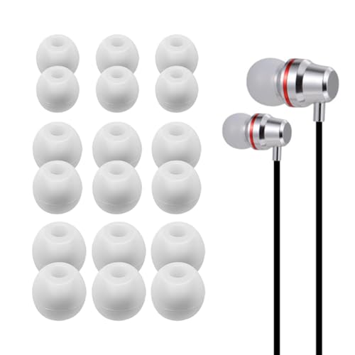 9 Pairs Silicone Earbud Tips Replacement Earbuds Replacement Earphone Tips, 2 Style Earbud Noise Isolation Cover, 3 Different Size (S/M/L) (9 Pairs White)